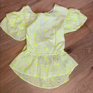 Kendall & Kylie Neon Yellow Floral Blouse